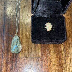 Green Stone Necklace & Ring Set